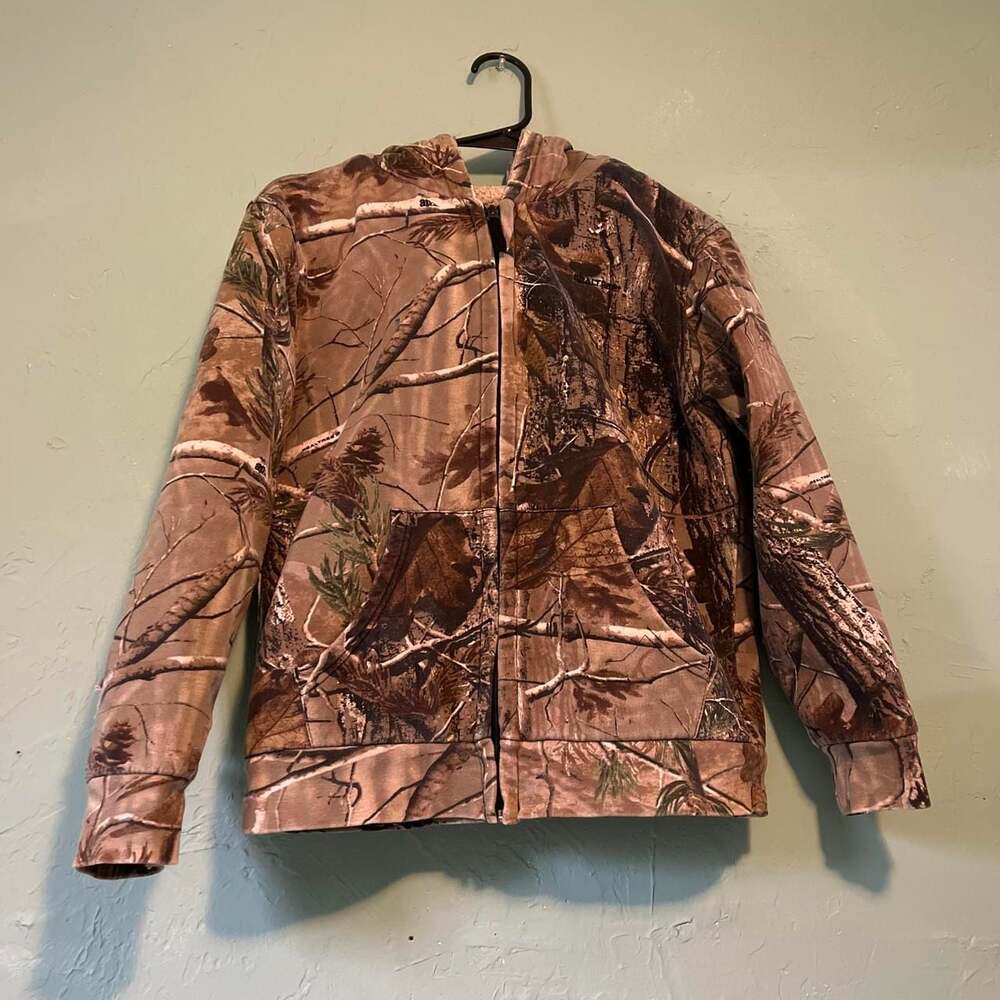 Realtree AP Camouflage Sherpa Lined Zip Up Hunting Jacket